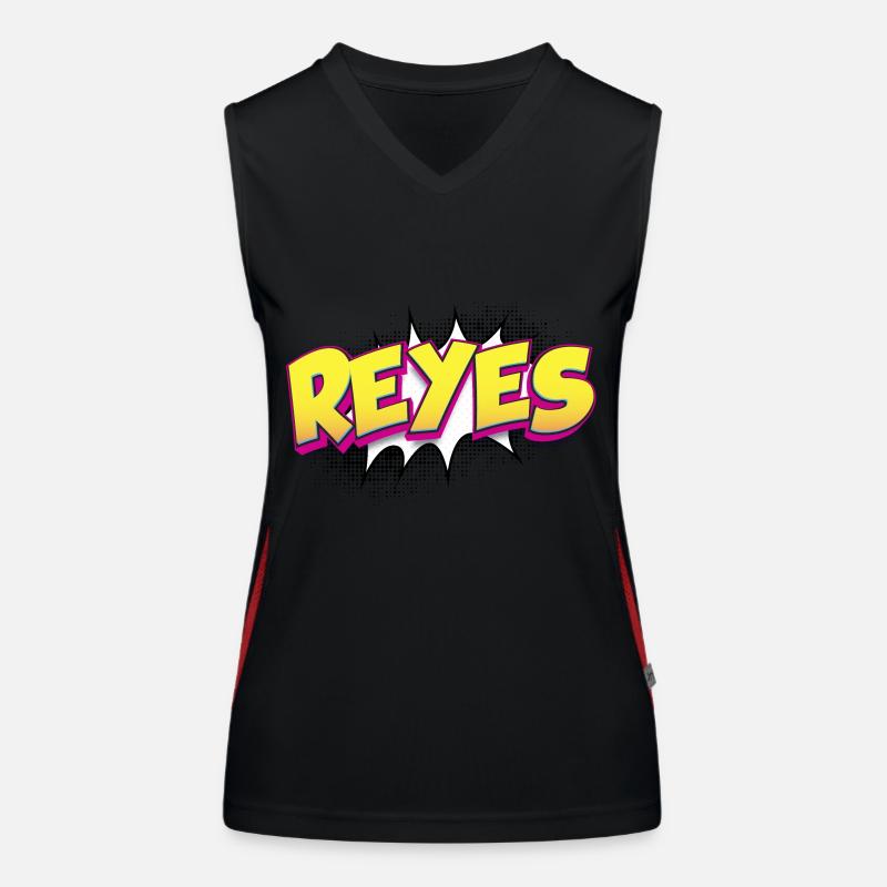 Reyes Custom Name Comic Book Style Pop Art, Reyes Women's Functional Contrast Tank Top