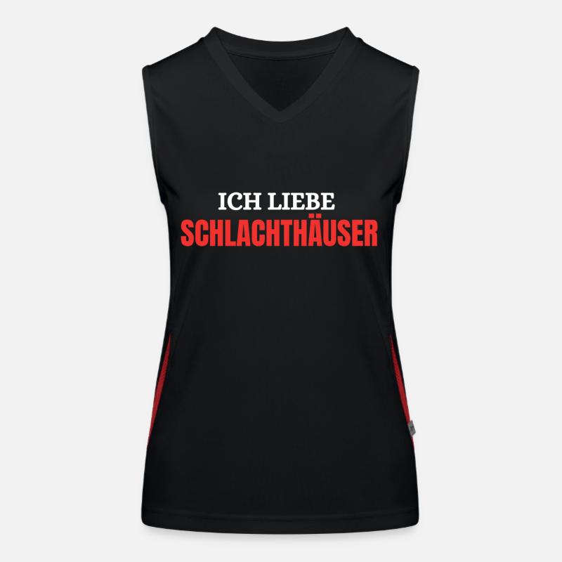 Ich liebe Schlachthäuser Funktionelles Kontrast-Tank Top für Frauen