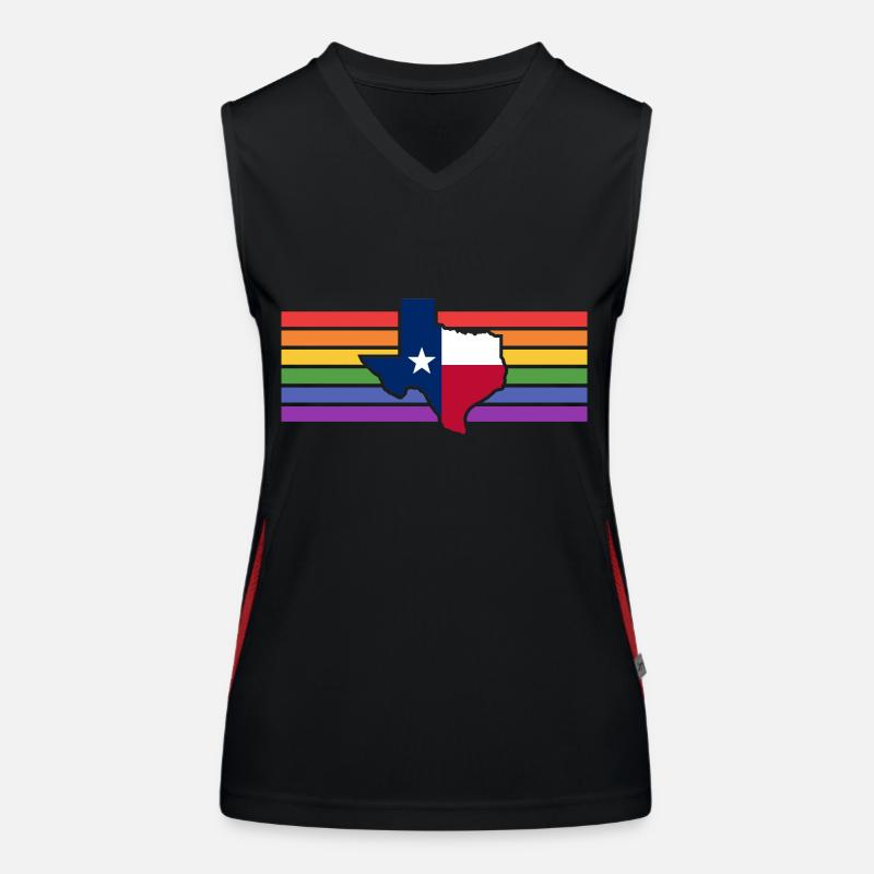 Texas Map Pride Flag Design for LGBT+ Texans Women's Functional Contrast Tank Top