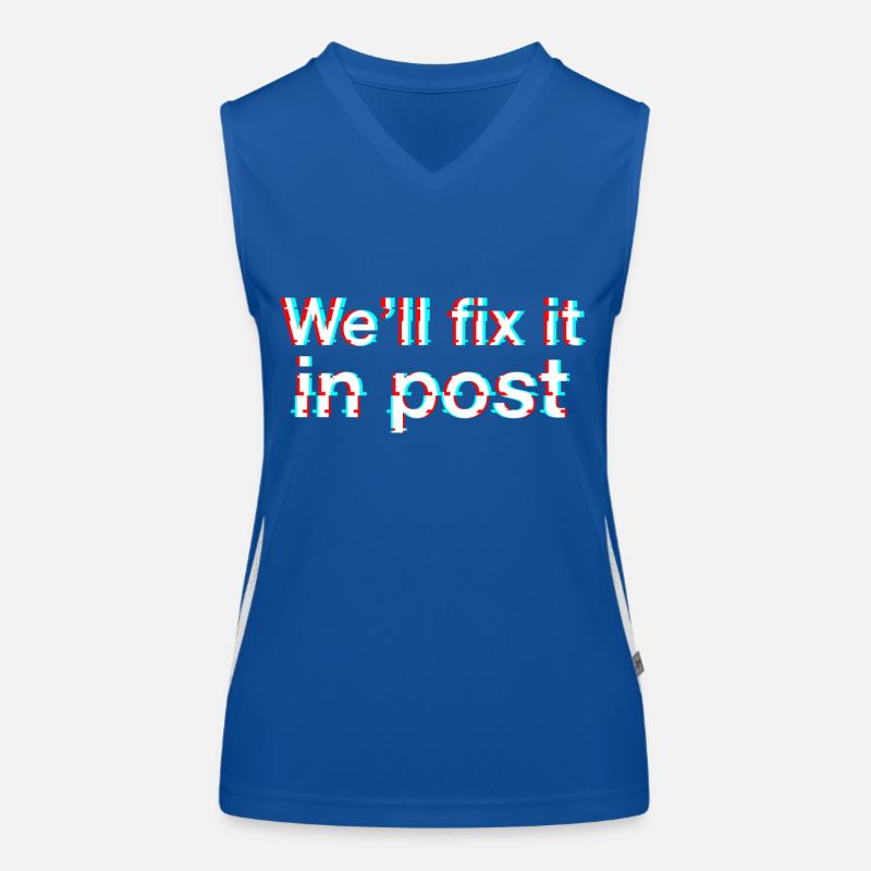 We'll fix it in post. Glitch. White text. Women's Functional Contrast Tank Top