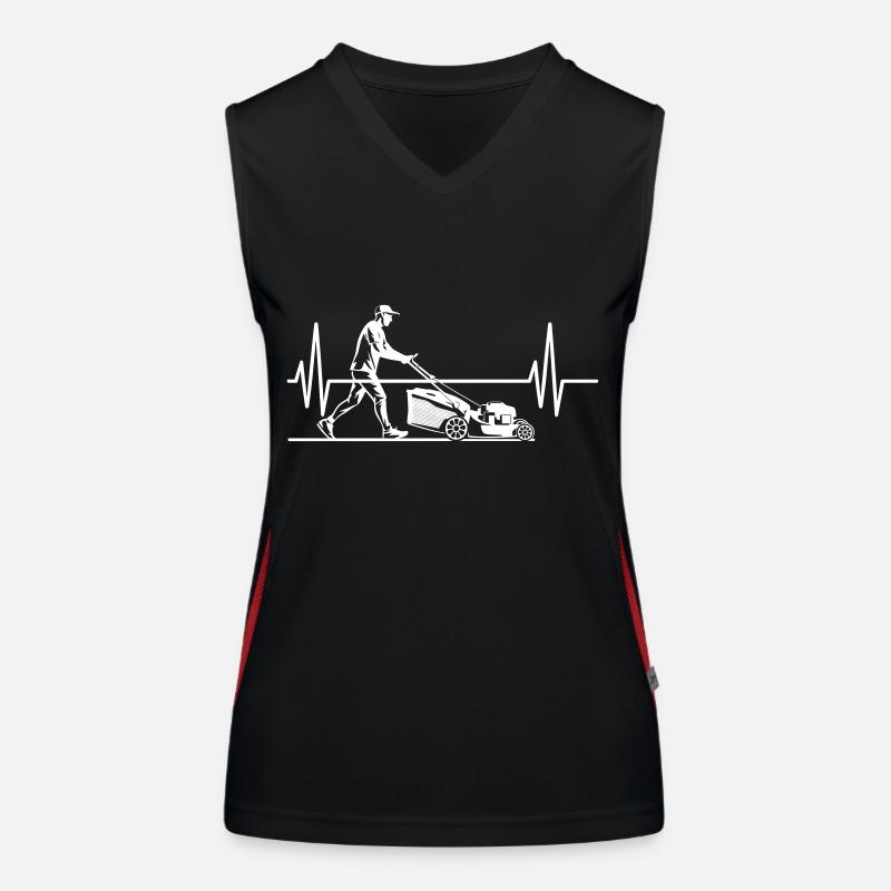 Rasenmäher Herzschlag Gras Mähen Gartenarbeit Funktionelles Kontrast-Tank Top für Frauen