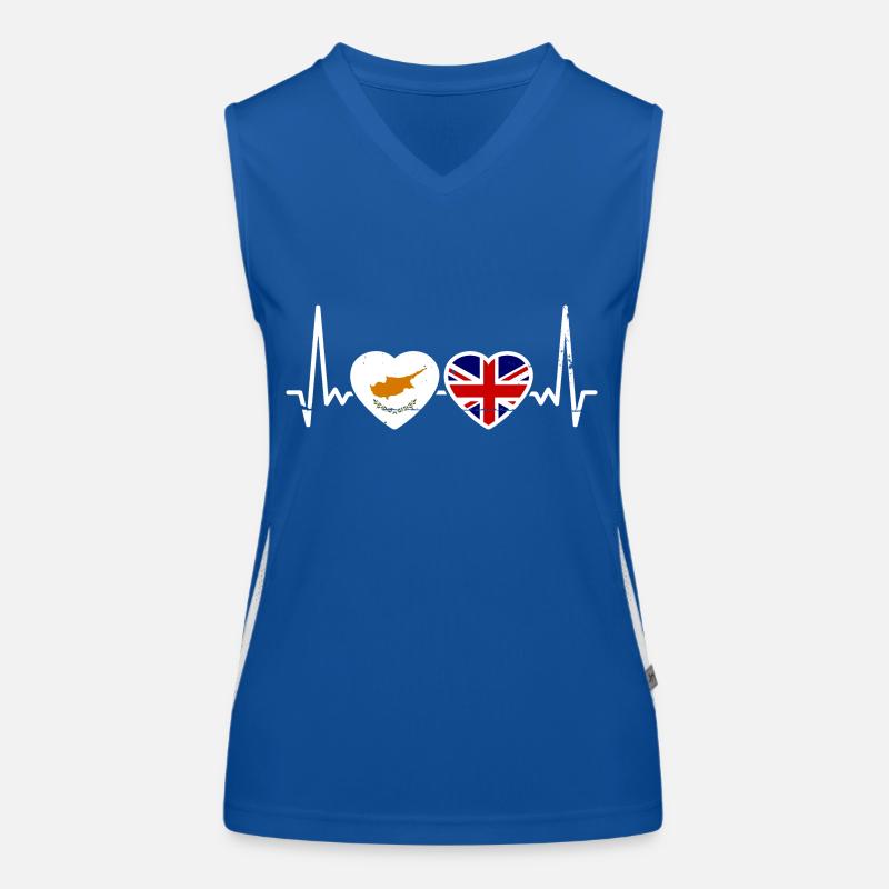 Cyprus Great Britain Heartbeat Flag Women's Functional Contrast Tank Top