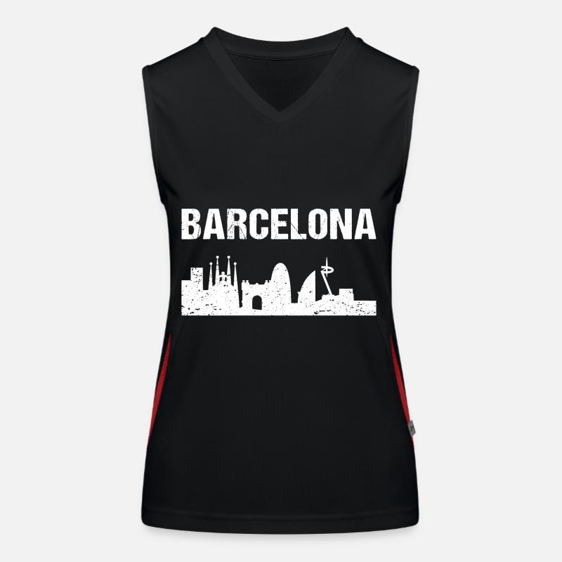 Barcelona Skyline Spanien Barcelona Funktionelles Kontrast-Tank Top für Frauen