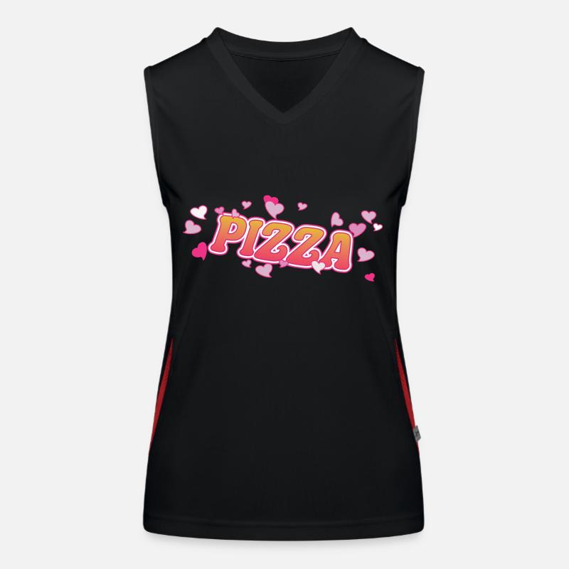 Cool currywurst with pink hearts design Women's Functional Contrast Tank Top