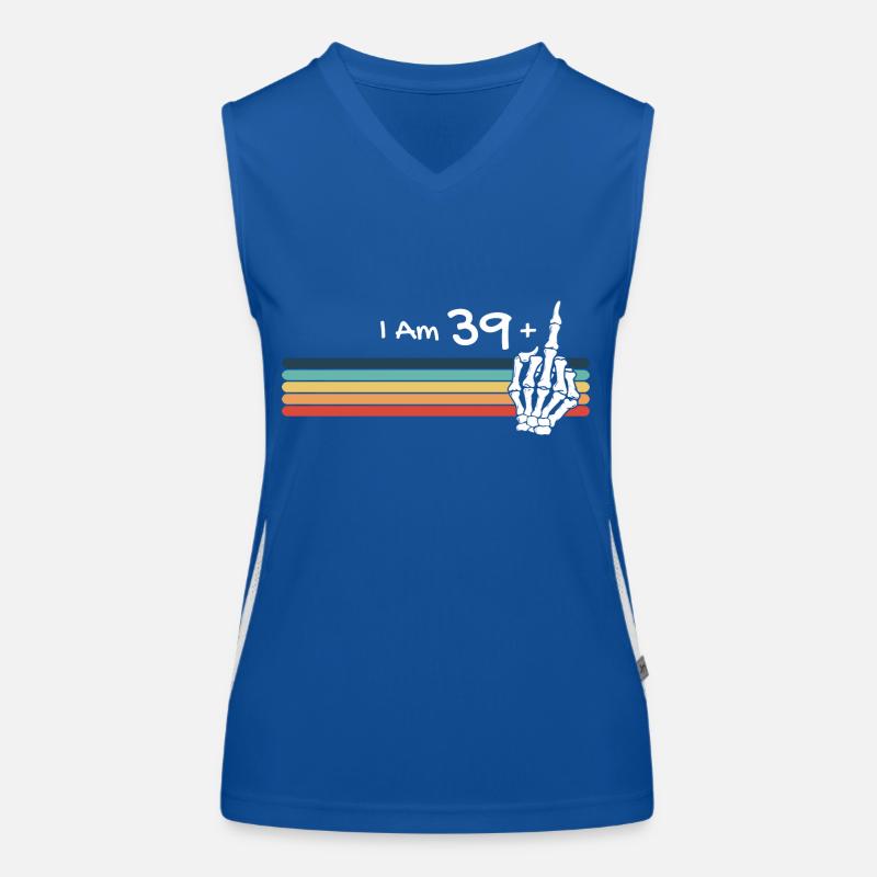 Ich bin nicht 40, ich bin 39 plus Mittelfinger-Totenkopf Funktionelles Kontrast-Tank Top für Frauen