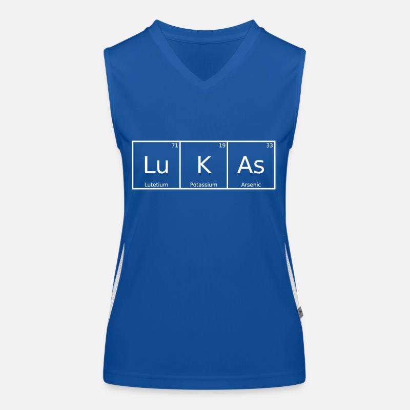 Lukas Name First Name Chemistry Periodic Table Elements Women's Functional Contrast Tank Top