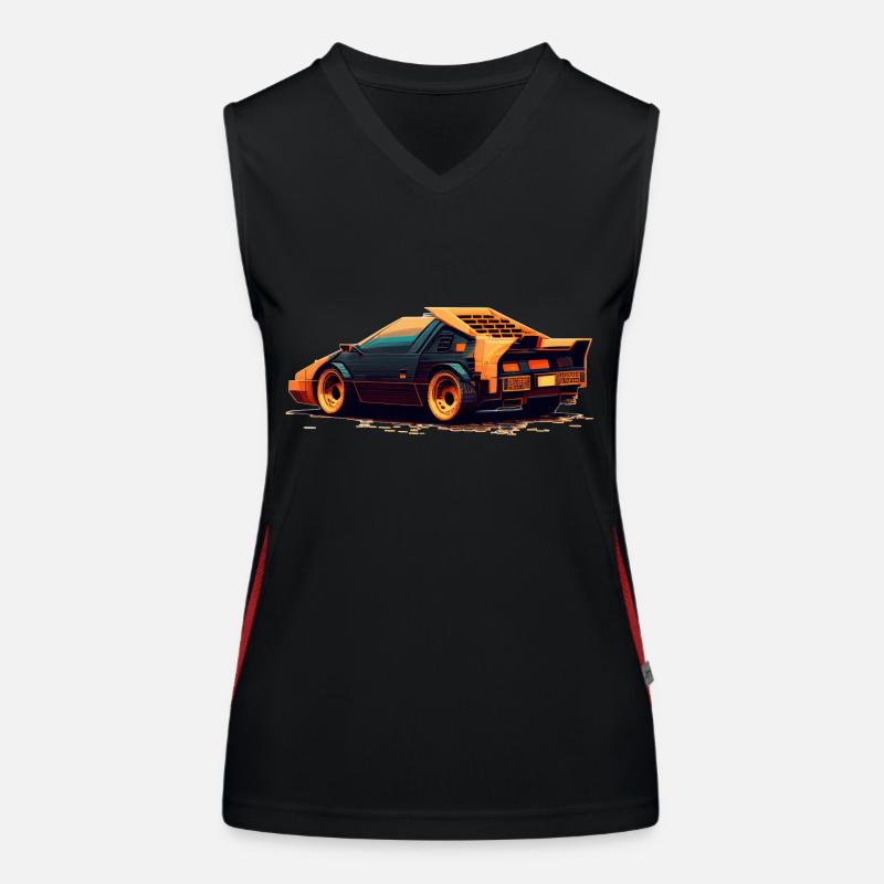 Voiture de course Pixelart classique en rétro Sci-Fi 8-bit Débardeur respirant contrasté Femme
