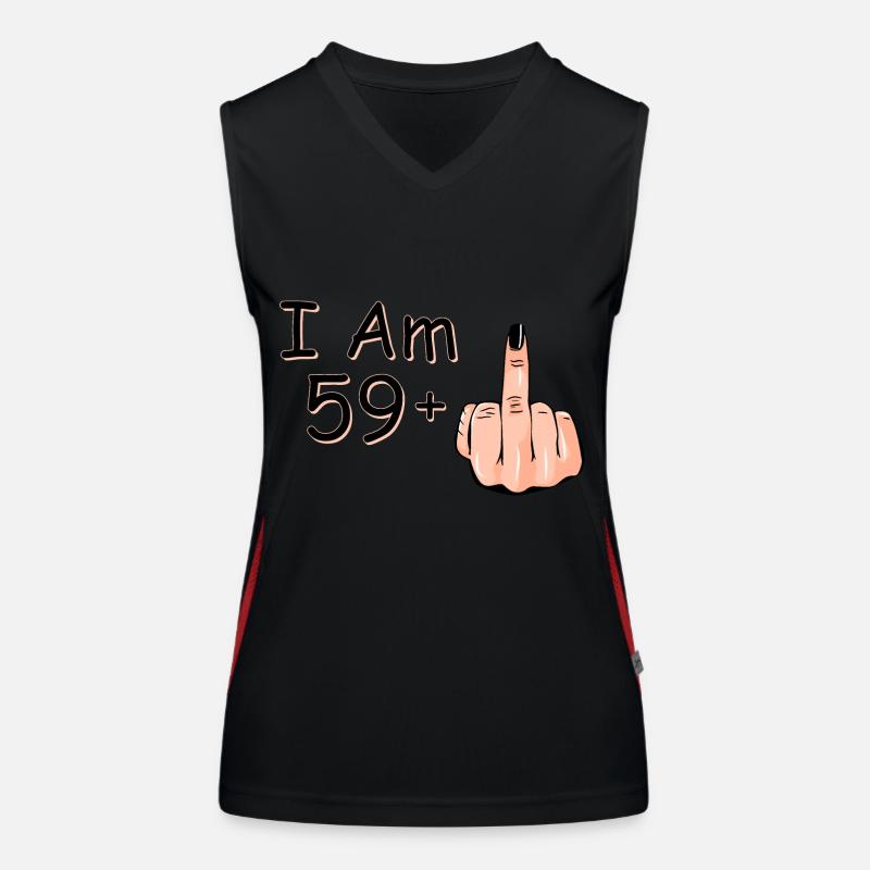 Ich bin 59 + 1 Mittelfinger Hemd Ich bin 59 plus, Funktionelles Kontrast-Tank Top für Frauen