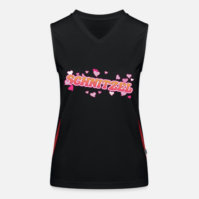 Cool schnitzel with pink hearts design Women's Functional Contrast Tank Top