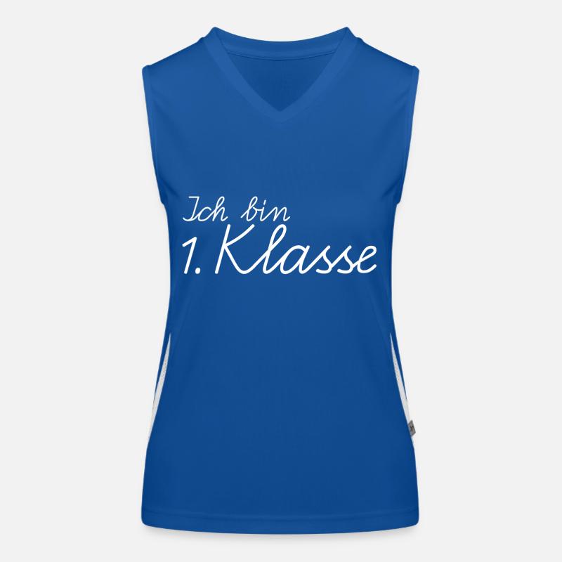 School enrollment I am 1st grade cursive handwriting Women's Functional Contrast Tank Top