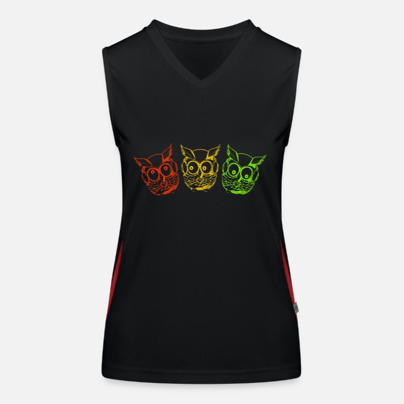 Owls colorful three Women's Functional Contrast Tank Top