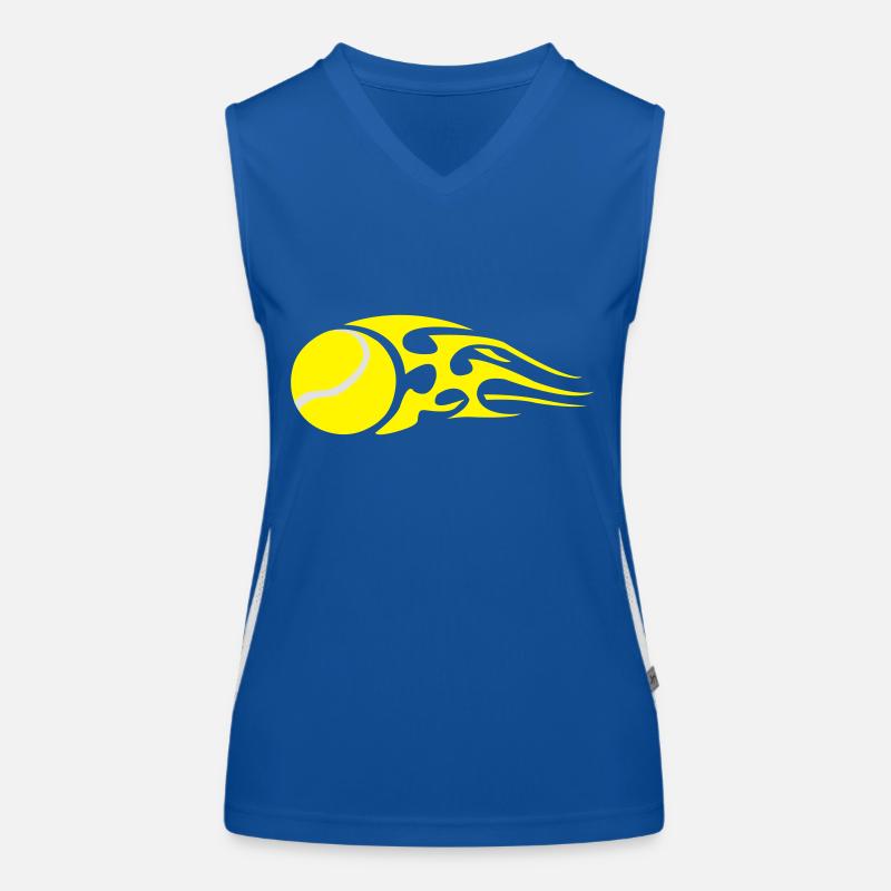 tennisball_flames_colour Funktionelles Kontrast-Tank Top für Frauen