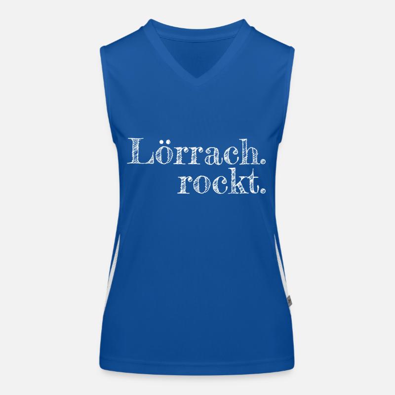 Lörrach rockt - Textdesign mit Stadtnamen Funktionelles Kontrast-Tank Top für Frauen