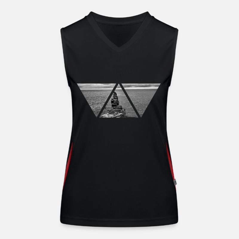 Côte de la mer Baltique noir triangle blanc cadeau d’eau Débardeur respirant contrasté Femme