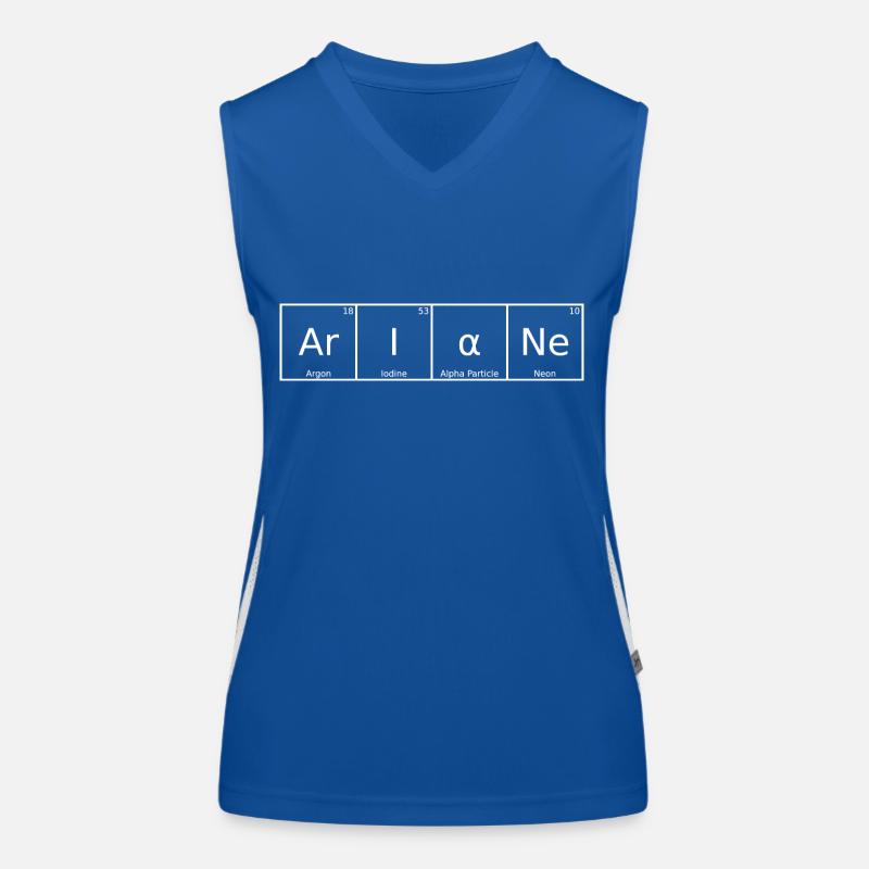 Ariane Nom Prénom Chimie Tableau périodique Éléments Débardeur respirant contrasté Femme