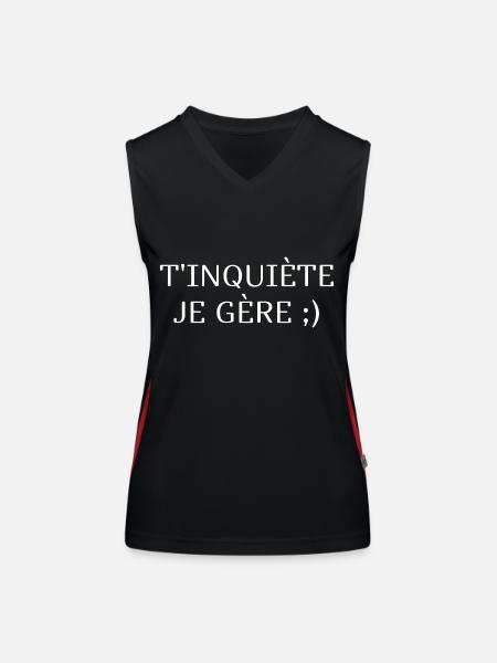 T’inquiète je gère - Débardeur respirant contrasté Femme - noir/rouge - Devant