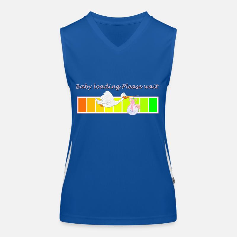 BABY LOADING BITTE WARTEN. Rosa Funktionelles Kontrast-Tank Top für Frauen