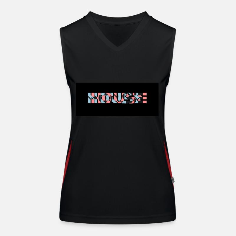 3D Effect House Logo Women's Functional Contrast Tank Top