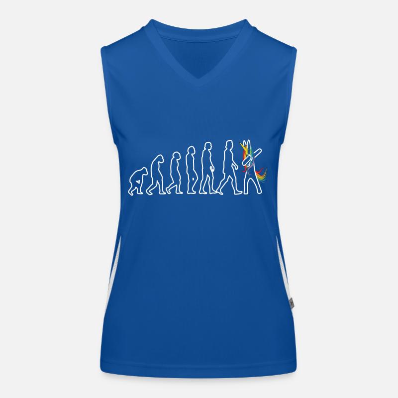 Evolution Einhorn dabbend Funktionelles Kontrast-Tank Top für Frauen