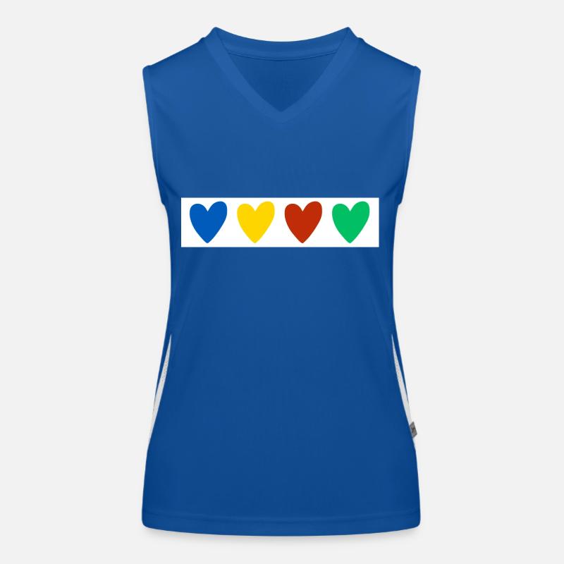 4 herzen - blau gelb rot grün Funktionelles Kontrast-Tank Top für Frauen