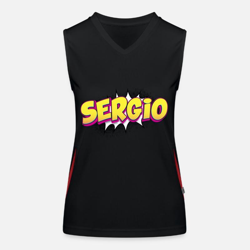 Sergio Custom Name Comic Book Style Pop Art, Women's Functional Contrast Tank Top