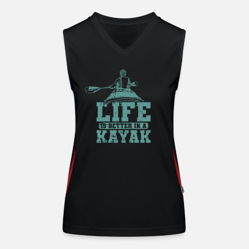 Live is better in a Kayak Paddelboot Funktionelles Kontrast-Tank Top für Frauen
