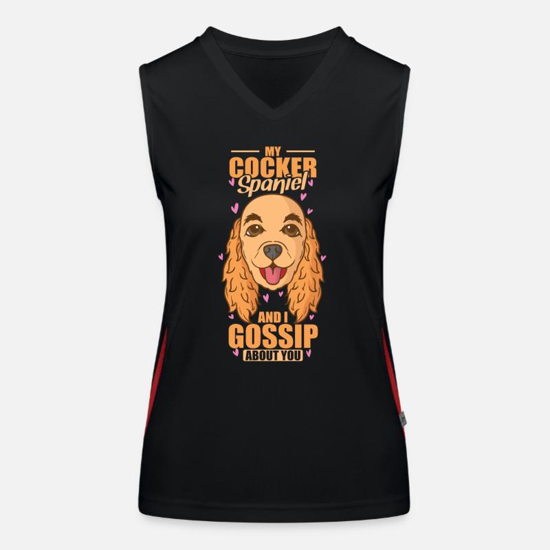 Mon Cocker Spaniel et moi bavardons à ton sujet Débardeur respirant contrasté Femme