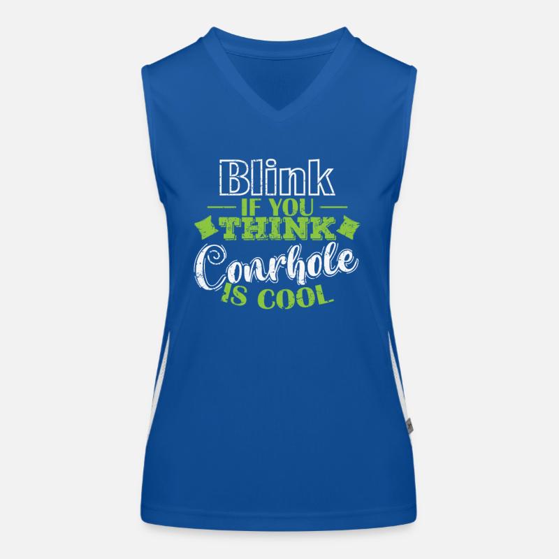 Blink if you think cornhole is cool game Women's Functional Contrast Tank Top