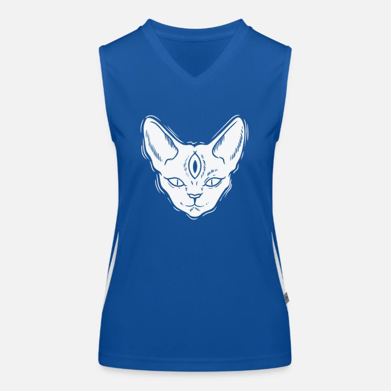 Katze im Gothic Stil Grusel Funktionelles Kontrast-Tank Top für Frauen