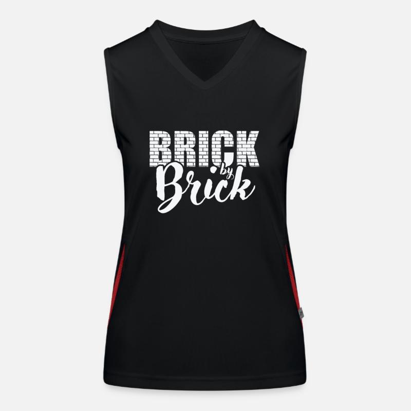 Brick by Brick Maurer Handwerker Beruf Funktionelles Kontrast-Tank Top für Frauen