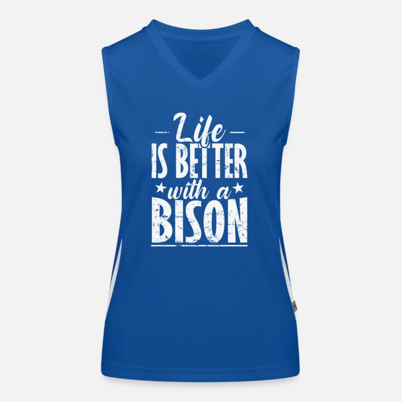 Life is better with a Bison Tier Funktionelles Kontrast-Tank Top für Frauen