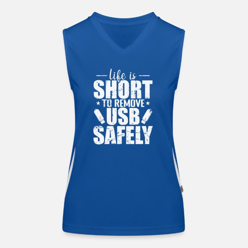Life is Short to Remove USB Safely Datenträger Funktionelles Kontrast-Tank Top für Frauen