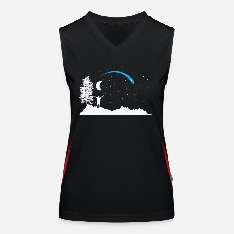 Shooting star with moon in the sky Women's Functional Contrast Tank Top