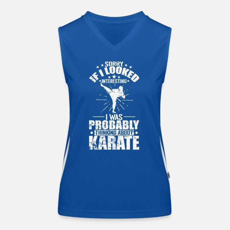 I was Thinking about Karate Funktionelles Kontrast-Tank Top für Frauen