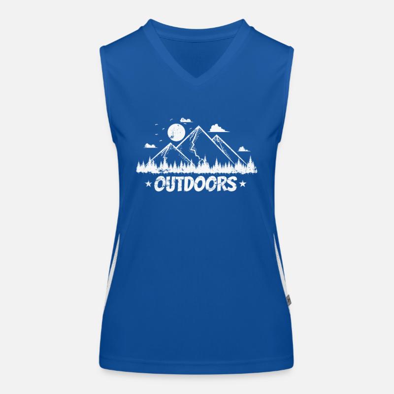 Mountains with Moon Outdoors Hiking Hobby Women's Functional Contrast Tank Top