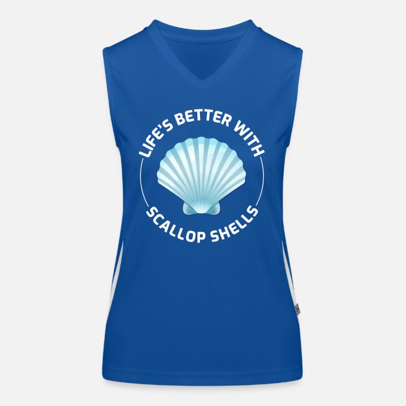 Scallop Seashells Collector Beachcomber Shellfish Women's Functional Contrast Tank Top
