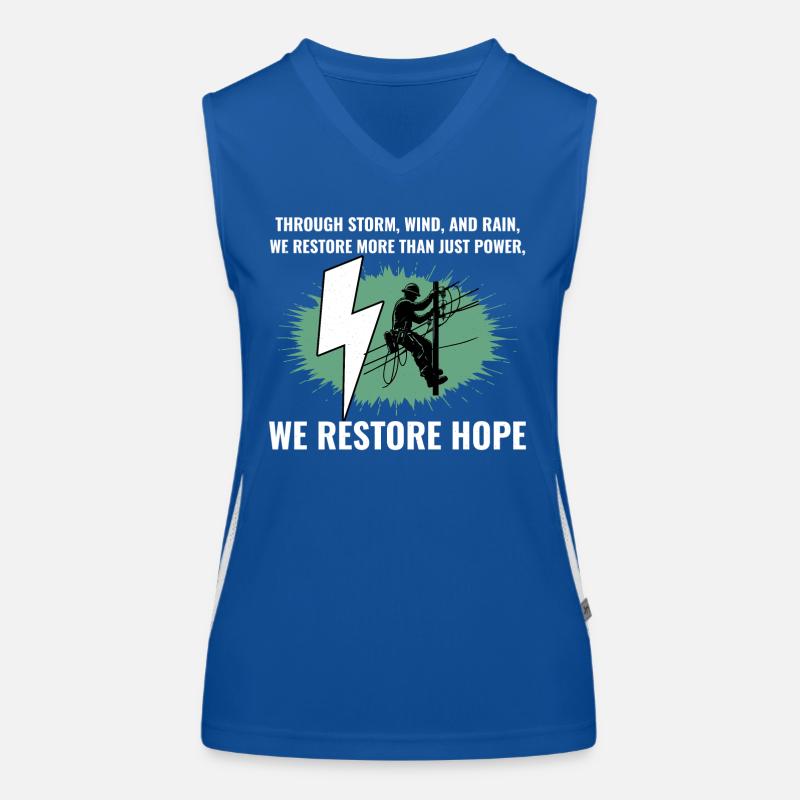 Lineman Storm Wind Rain Hope Power Restoration Women's Functional Contrast Tank Top