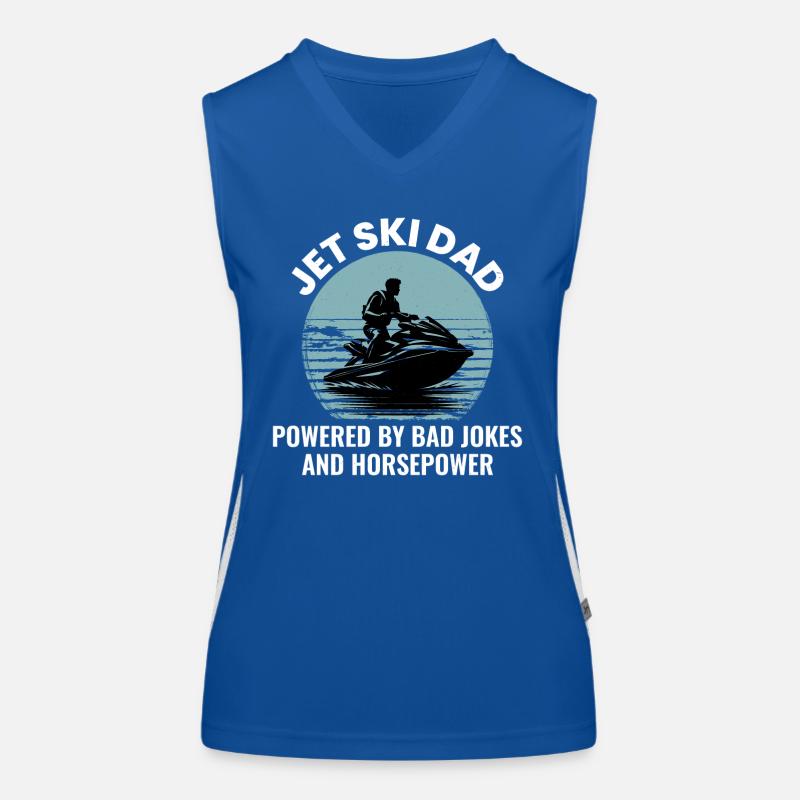 Jet Ski Dad – Powered by Bad Jokes & Horsepower Women's Functional Contrast Tank Top