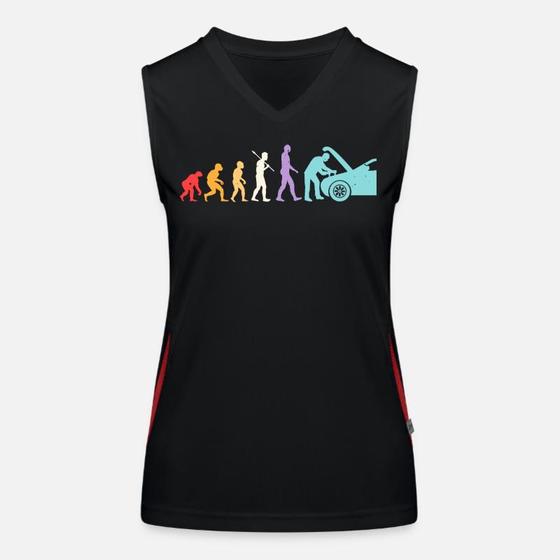 Évolution Mécanicien Humour Mécano Garage Débardeur respirant contrasté Femme