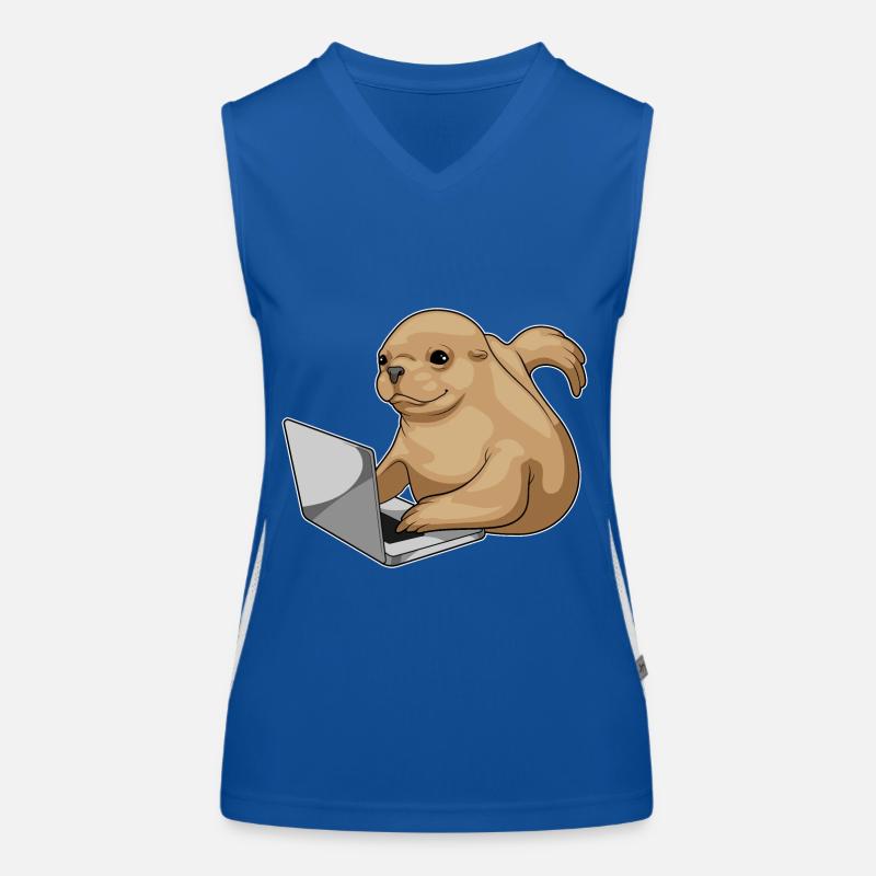 Seehund Laptop Funktionelles Kontrast-Tank Top für Frauen