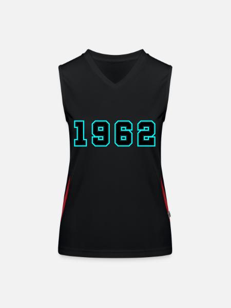 1962 Année Anniversaire - Débardeur respirant contrasté Femme - noir/rouge - Devant