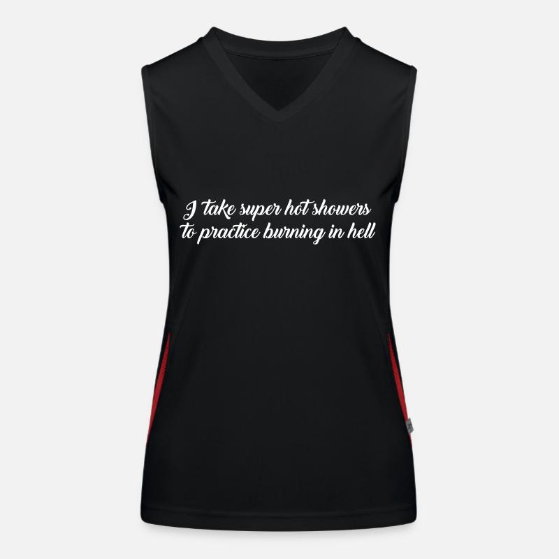 hot showers text Women's Functional Contrast Tank Top