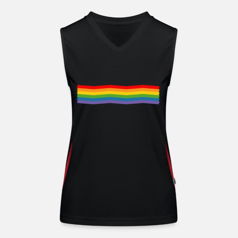rainbow stripes pointed LGBT lgbtqi queer Women's Functional Contrast Tank Top