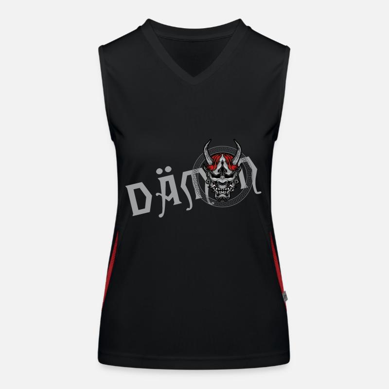 devil satan demon horns hell Demon inside - Women's Functional Contrast Tank Top - black/red