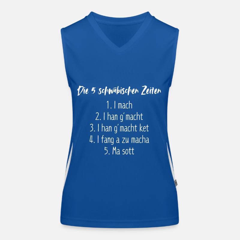 Die 5 Schwäbischen Zeiten Lustig Spruch Schwaben Funktionelles Kontrast-Tank Top für Frauen