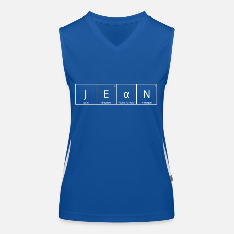 Jean Name Vorname Chemie Periodensystem Elemente Funktionelles Kontrast-Tank Top für Frauen