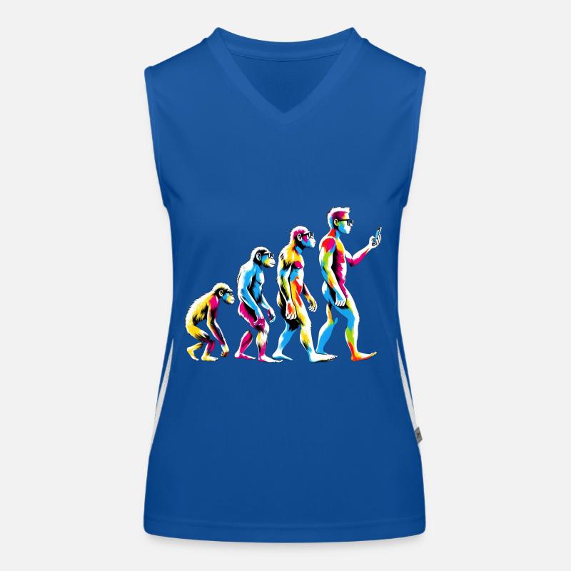 Evolution des Menschen zum Handy Nerd Geek Affe Funktionelles Kontrast-Tank Top für Frauen