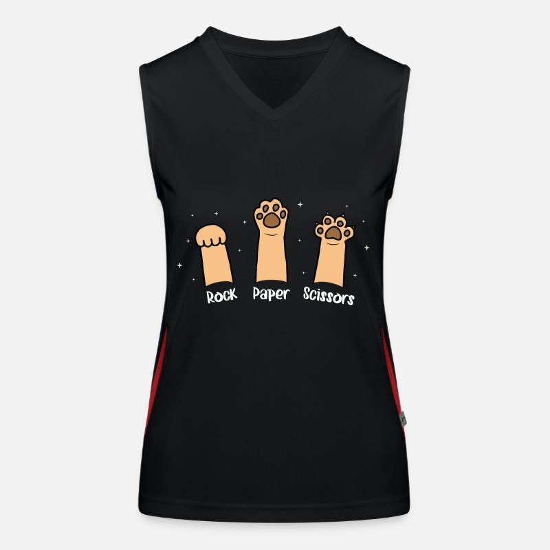 Pierre Papier Ciseaux Jeu De Main Chat Mignon Avec Drôle Débardeur respirant contrasté Femme