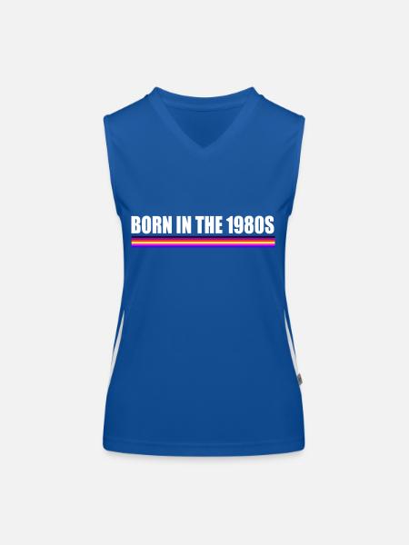 né dans les années 1980 - Débardeur respirant contrasté Femme - bleu/blanc - Devant