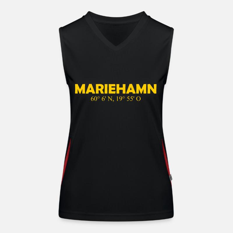 Mariehamn - Finland - Coordinates - Longitude Women's Functional Contrast Tank Top
